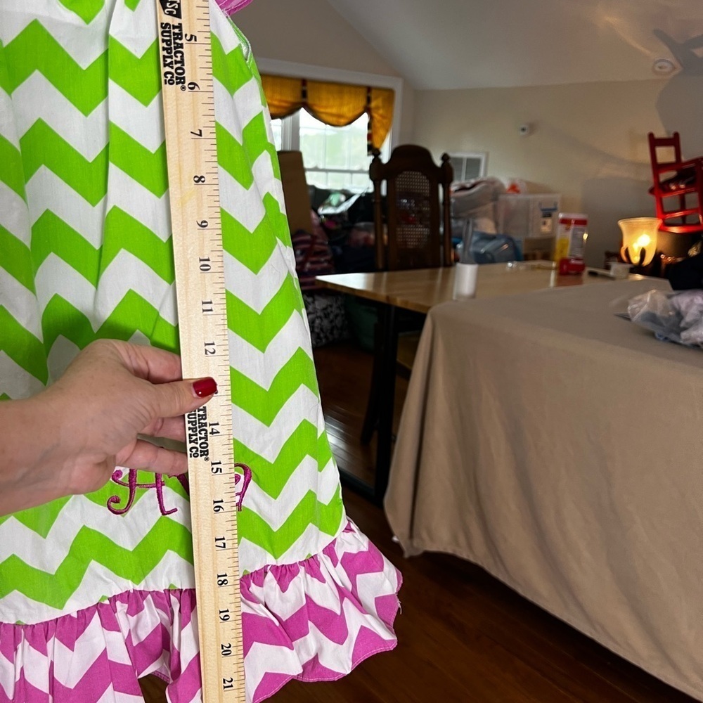 HELENES CLOSET CHEVRON PRINT DRESS MONOGRAMMED “AVA” - Picture 6 of 8